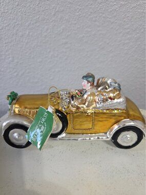 New Kurt Adler Couple in Roadster Glass Ornament